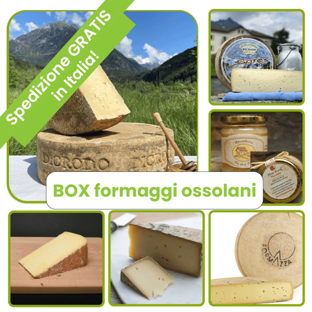 Korb mit Käsesorten des Ossola Tals